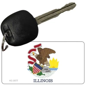 Illinois State Flag Metal Aluminum Key Chain License Plate Tag Art Keychain - Picture 1 of 1