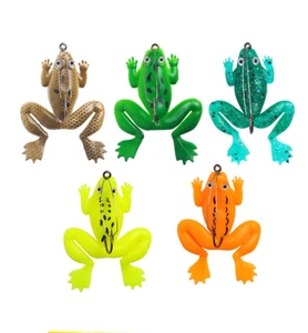 Realistic  Rubber Frog Fishing Bait w/ Single Weedless Barbed Hook 4pcs/Bag - Picture 1 of 12
