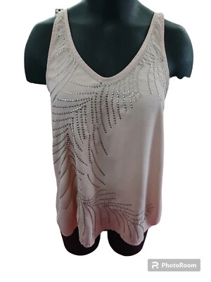 Rock & Republic Pink Embellished Sleeveless Shirt Tank Top Women's Sz XS Foto 1 de 4