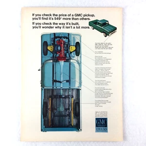 1966 GMC Green Pickup Truck Vintage PRINT AD Diagram Undercarriage Suspension - Picture 1 of 1