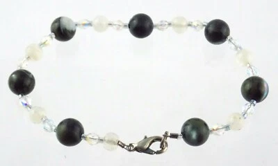 Pulsera con cuentas de abulón y cuarzo cuentas facetadas iridiscentes 7 pulgadas 8,8 gramos Foto 1 de 4