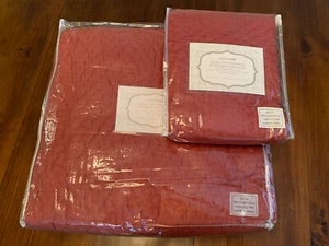 Grandin Road / Cotton Hand Stitched Quilt TWIN and 1 King Sham- Red Clay MSRP229 - Picture 1 of 2