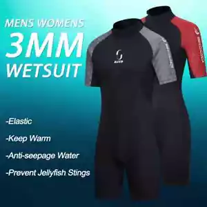 Short Sleeve Wetsuit Men Women Scuba Diving Suit Kitesurf Equipment Swimwear - Picture 1 of 21