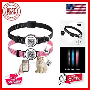 2-Pack Reflective-Breakaway Cat Collars with Bells with QR Code Name Tag, Cat... - Picture 1 of 7