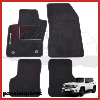 TAPPETINI JEEP RENEGADE DAL 2018 IN MOQUETTE CON RICAMO E 2 FISSAGGI 4 PZ - Immagine 1 di 4
