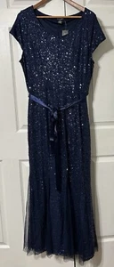 Candalite Navy Blue Sequin Dress Formal Special Occasion Wedding NWT Size XL - Picture 1 of 8