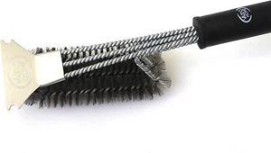 Heavy Duty BBQ Grill Stainless Steel Cleaning Brush with Built in Scraper 18" - Picture 1 of 9