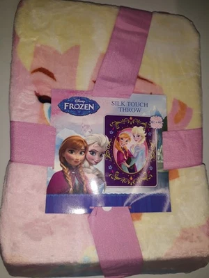 Disney Frozen Throw Blanket Anna Elsa Silk Touch 46x60 Vintage NEW - Image 1 of 4