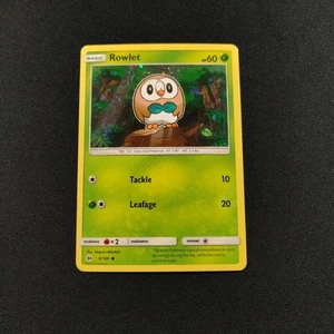 Rowlet - (Water Web Holo) 009/149 Sun And Moon Pokemon Tcg Card Heavily Played  - Picture 1 of 2