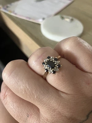 9ct Gold Natural Sapphire Cluster Ring - image 1 of 2