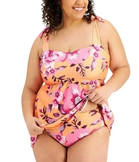 Becca Etc Women's Plus in Full Bloom Hipster Bikini Bottoms Swimsuit Orange Size - Image 1 of 1