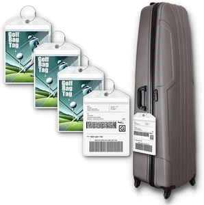 Etiqueta de equipaje para bolsa de golf - extra grande 9" x 6", impermeable grande, transparente - Imagen 1 de 9