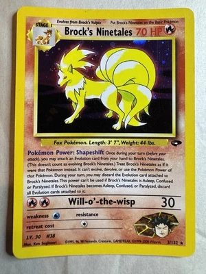 Pokemon TCG Brock's Ninetales Holo Rare Gym Challenge WOTC 3/132 MP - Image 1 of 4
