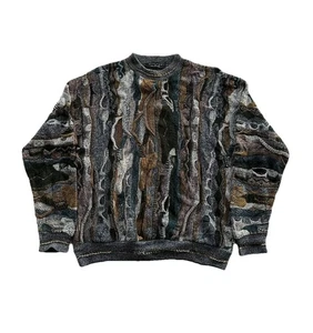 Maglione vintage anni 90 Protege multicolore 3D lavorato a maglia con cavi stile Coogi taglia XL - Foto 1 di 8