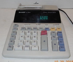 Sharp EL-1801P 12 Digit Display Desk Calculator Adding Machine Two-Color - Picture 1 of 7