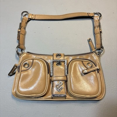 Rocawear Y2K Mini Caramelo Marrón Estrás Cartera Bolso de Hombro Bolsillos con Cremallera Foto 1 de 4