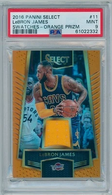 2016 Select #11 LeBron James - Swatches - Orange Game Worn Patch # /60 | PSA 9 - Image 1 of 3