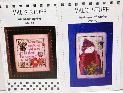 Lot of 2 Val’s Stuff Cross Stitch Charts ALL ABOUT SPRING & HARBINGER of SPRING - Image 1 of 4