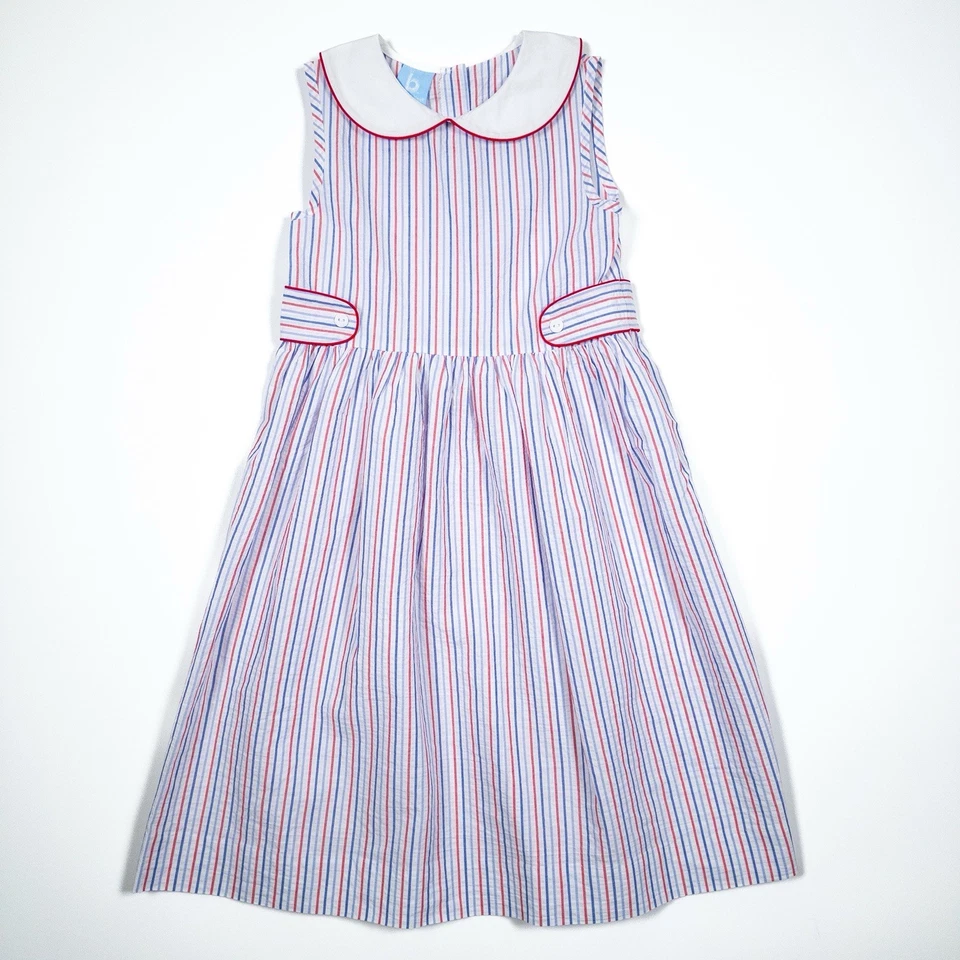 Vestido Bella Bliss Suave Ballena Pana Azul Marino con Cuello Peter Pan - Niñas Talla 4 Foto 1 de 4