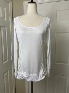 Camicia donna Champion con cappuccio taglia small bianca manica lunga top attivo semi trasparente - Foto 1 di 5