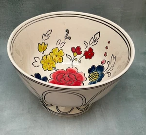 Molly Hatch FLOWER PATCH Serving/Mixing Bowl Footed Floral 9” - Picture 1 of 4