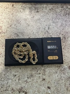 "Cadena de cuerda de corte de diamante de 20"" 14K" - Imagen 1 de 5