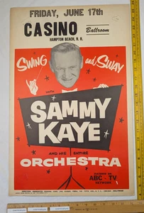 Sammy Kaye and his Orchestra Hampton Beach Casino NH poster 14x22" 1960s - Picture 1 of 2