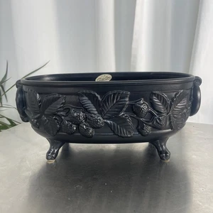 Constance Spry Vase Holkham Pottery Rare Matt Black Strawberries Made In England - Picture 1 of 7