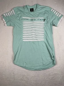 T-shirt Switch Remarkable retrò taglio rasoio verde acqua taglia XL bianca a righe ~ cotone - Foto 1 di 6