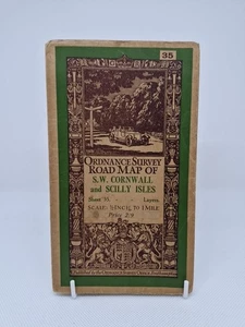 Ordnance Survey Map - Sheet 35, S.W. Cornwall & Scilly Isles: 1933 Linen (Green) - Imagen 1 de 12