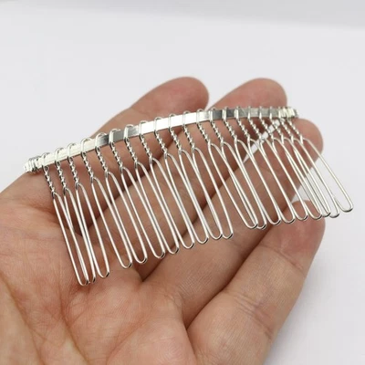 6 peines para el cabello de metal plateado - grandes 76 mm 20 dientes clips laterales para mujer boda novia Foto 1 de 4