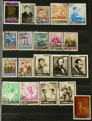Ajman UEA Lot of 198 Stamps Cancelled with Gum Hinged Kennedy #11007 - Image 1 of 4