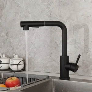 Grifo mezclador de fregadero de cocina giratorio extraíble negro de 12" grifo de montaje en cubierta de una sola manija - Imagen 1 de 12