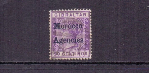 MOROCCO AGENCIES 1898 QV 50c BLUE-BLACK O/P SG6f USED CAT £20 Cover