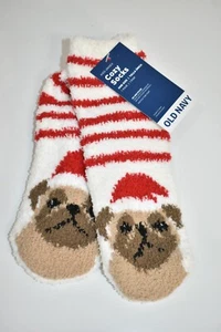 Old Navy Socks Cozy Grippers Pug Christmas Kid's Unisex - Picture 1 of 5