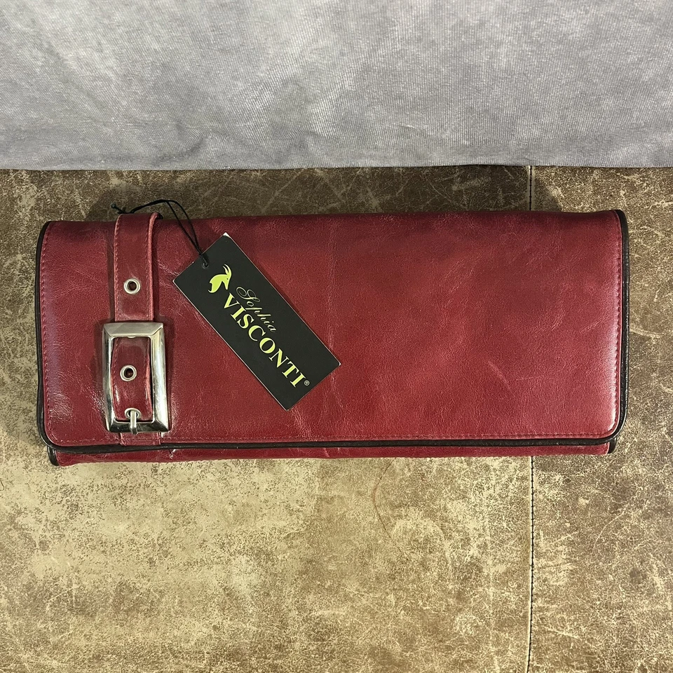 Cartera sin asas Sophia Visconti cuero chequera vino nueva con etiquetas nueva con etiquetas Foto 1 de 4