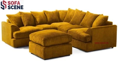 FERGUSON LIVERPOOL VEGAS DINO CHICAGO JAMBA POSE Mustard Kingsize Sofa Jumbo Cord Corner Set Footstool 5 Seats Liverpool Suite