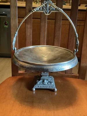 Reed and Barton 8984 Plateado Mango Giratorio Pedestal Novia Cesta ~ De Colección Foto 1 de 4