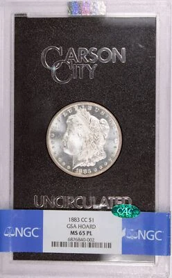 1883 CC Carson City $1 Morgan Silver Dollar NGC MS65 PL CAC GSA Hoard Coin - Image 1 of 4