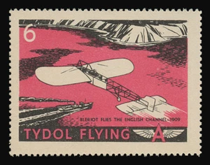 TYDOL FLYING "A" POSTER BRIEFMARKEN VON 1940 - #6, BLERIOT FLIEGT DEN ENGLISCHEN KANAL - Bild 1 von 2