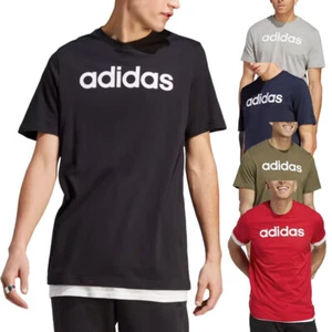 Adidas Essentials Mens T Shirts Short Sleeve Summer Embroidered Logo Cotton Tee - Picture 1 of 46