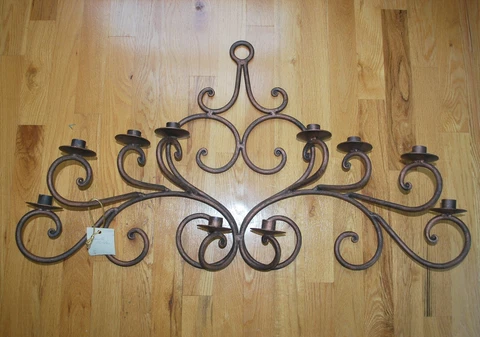 VICTORIAN CANDELABRA WALL SCONCE, Heavy Metal, Rustic Weathered Copper Patina Lo Cover