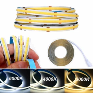 DC12V COB LED Strip LightsTape Rope Cabinet Kitchen Light High Density Flexible - Picture 1 of 18