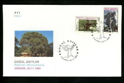 Postal History Turkey FDC #B243-B244 Trees natural monuments 1994 - Image 1 of 2