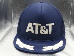 AT&T Scrambled Eggs Silver Trucker Mesh Snapback Rope Hat Cap Vintage VTG Nissin - Picture 1 of 8