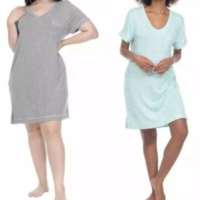 Honeydew ~ Paquete de 2 camisas para dormir jersey talla grande ~ gris jaspeado/pez luna leopardo Foto 1 de 4