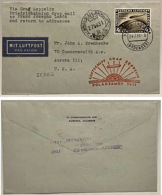 RARO 1931 ALEMANIA GRAF ZEPELÍN CUBIERTA 1er rompehielos turístico Malyguin #C41 Foto 1 de 4