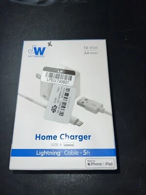 Cargador de pared Just Wireless de 12 W con cable USB a Lightning de 5 pies (certificado MFi) Foto 1 de 3