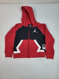 Nike Jordan Brand Jacket Kids Small 4 5 Red Full Zip Hoodie Air Jordan Patch - Picture 1 of 8