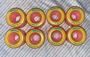 Impala Quad 58 X 32 PINK YELLOW AND BLUE Rollerskate Wheels (8) - Picture 1 of 12